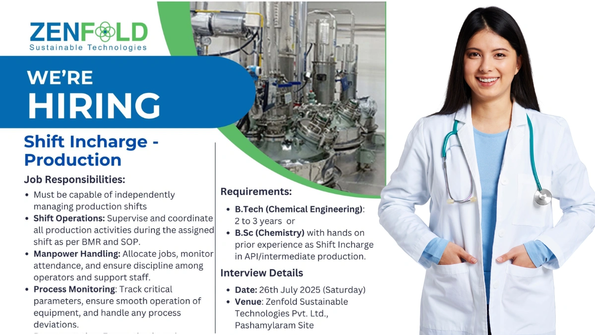 Zenfold Sustainable Technologies Walk-In Interview for Shift In-Charge (Production)