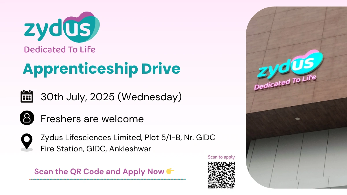 Zydus Lifesciences Walk-In Interview for Apprentice on 30th July