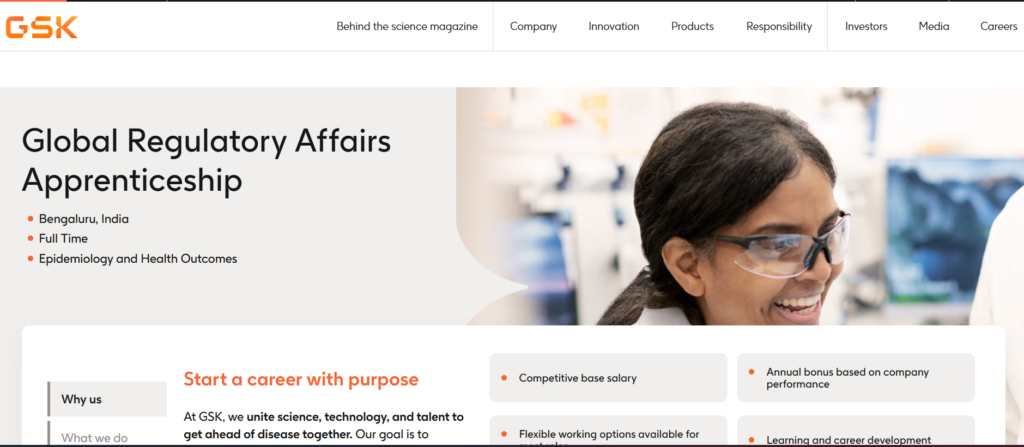 GSK is Hiring for Global Regulatory Affairs Apprenticeship in Bengaluru