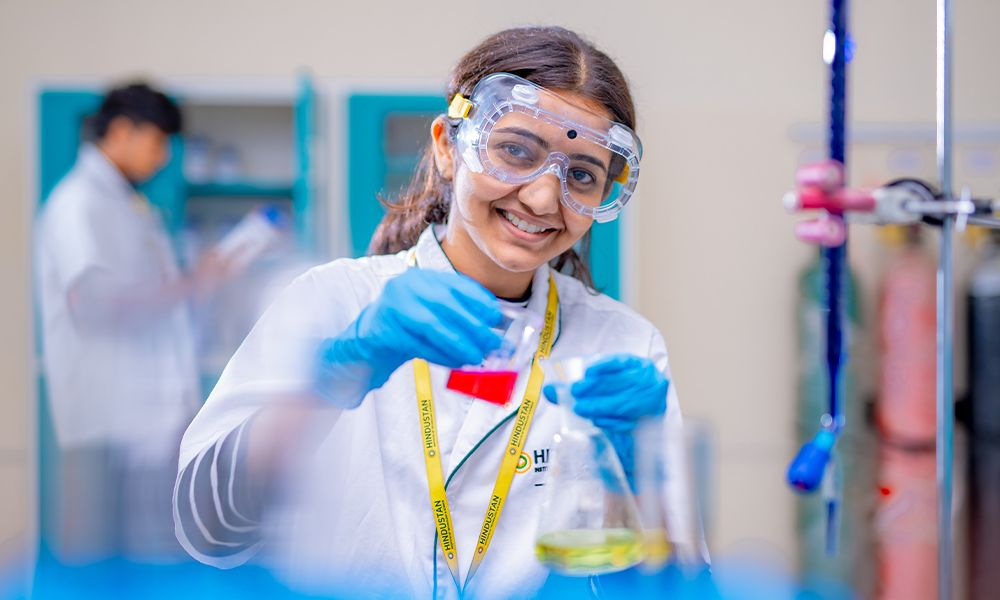 B.Pharma Girl in Lab