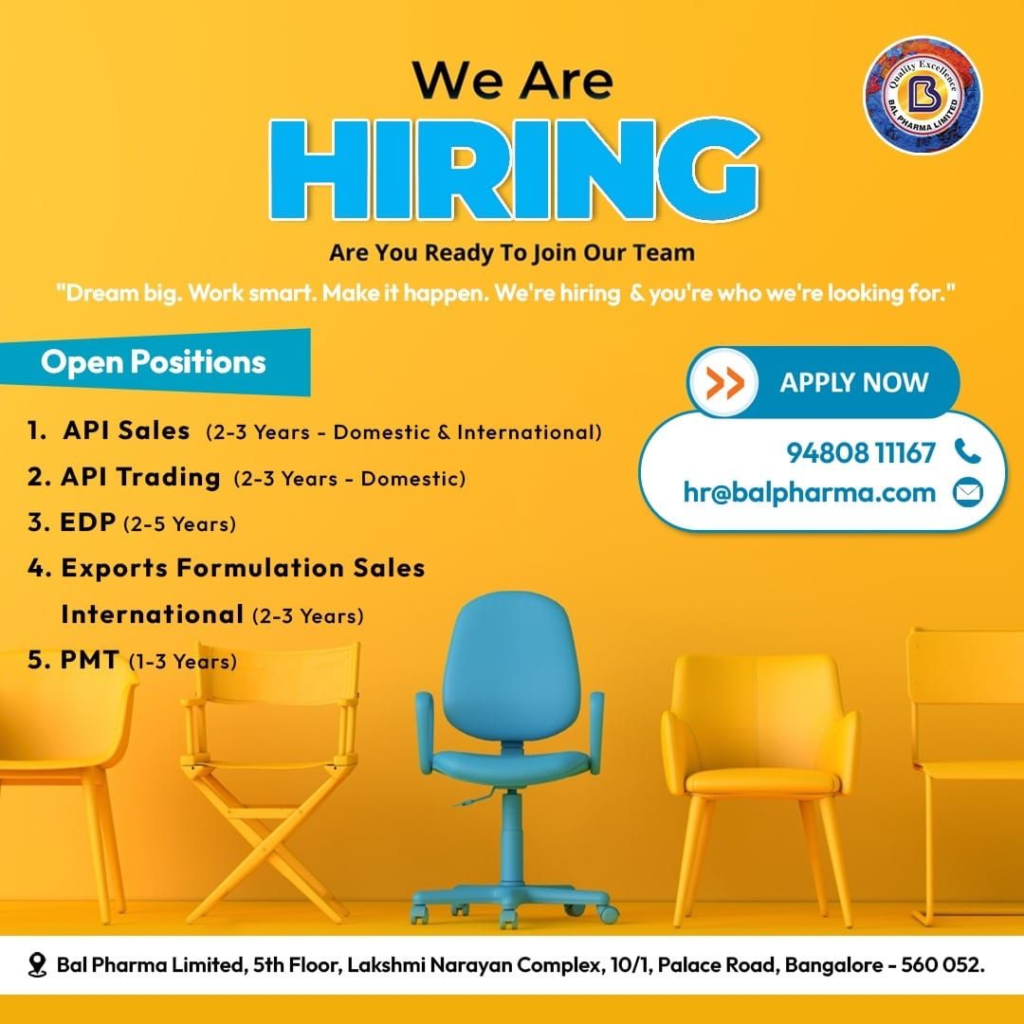 Bal Pharma Limited is Hiring for Multiple Positions