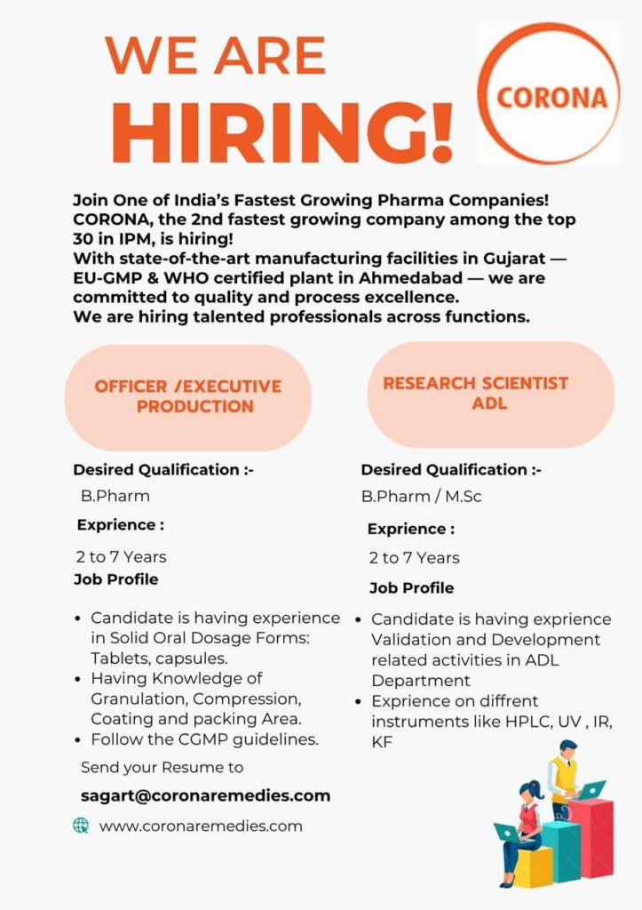 Corona Remedies is Hiring for Research Scientist - ADl & Production