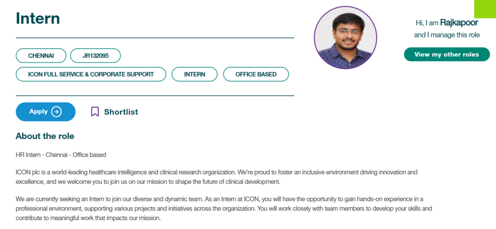 ICON is Hiring an HR Intern in Chennai