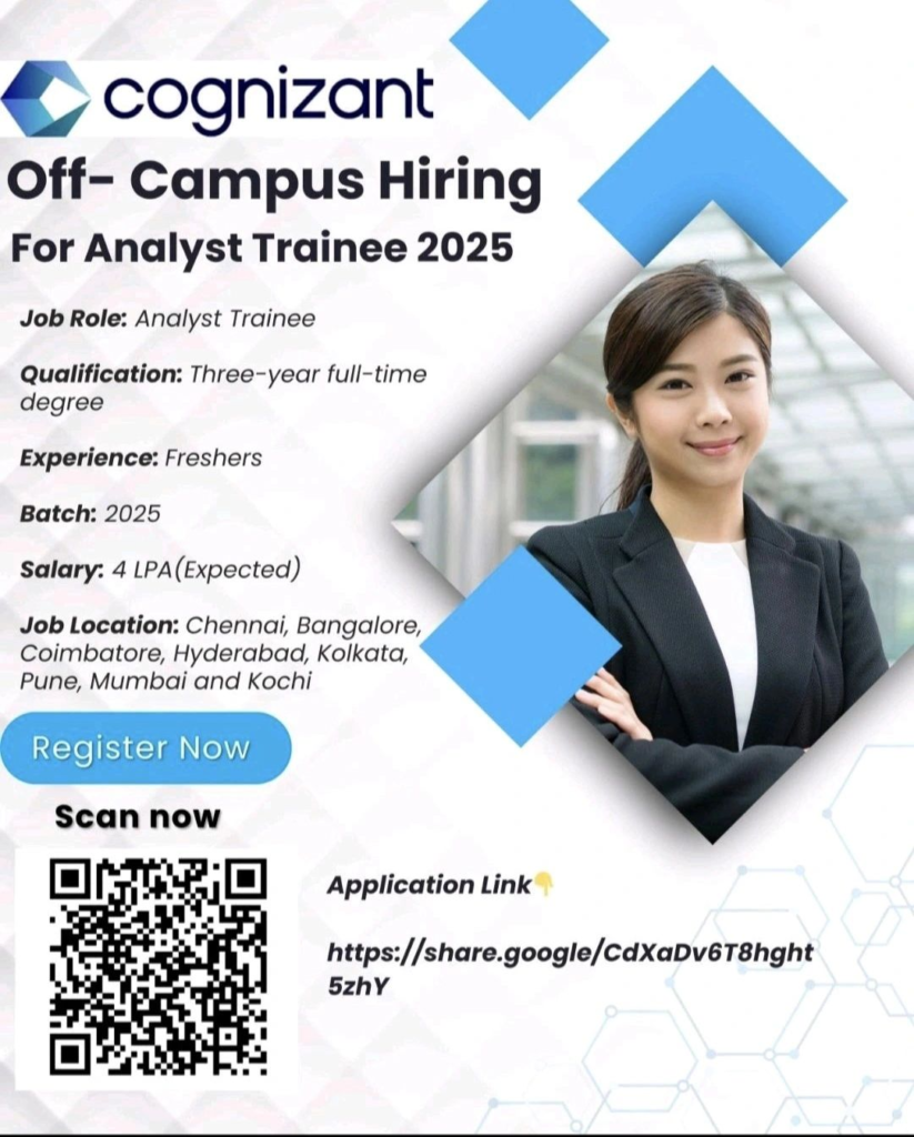 Cognizant Off-Campus Hiring for Analyst Trainee 2025 Batch