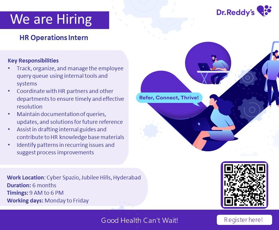 Dr. Reddy’s Laboratories - Hiring HR Operations Intern in Hyderabad