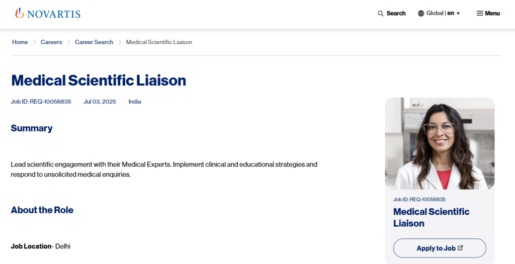 Novartis: Medical Scientific Liaison Opportunity in Delhi