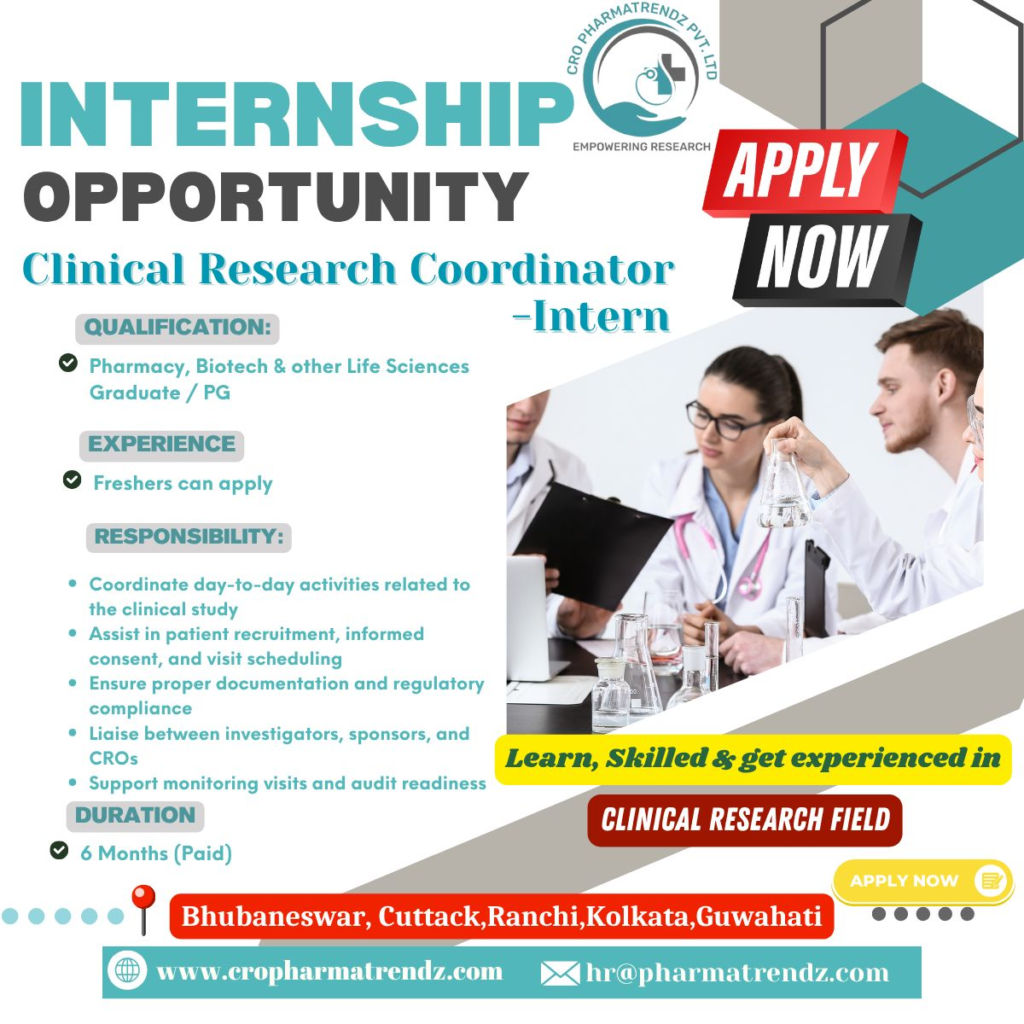 CRO Pharma Trendz Internship Opportunity - Hiring Clinical Research Coordinator Intern