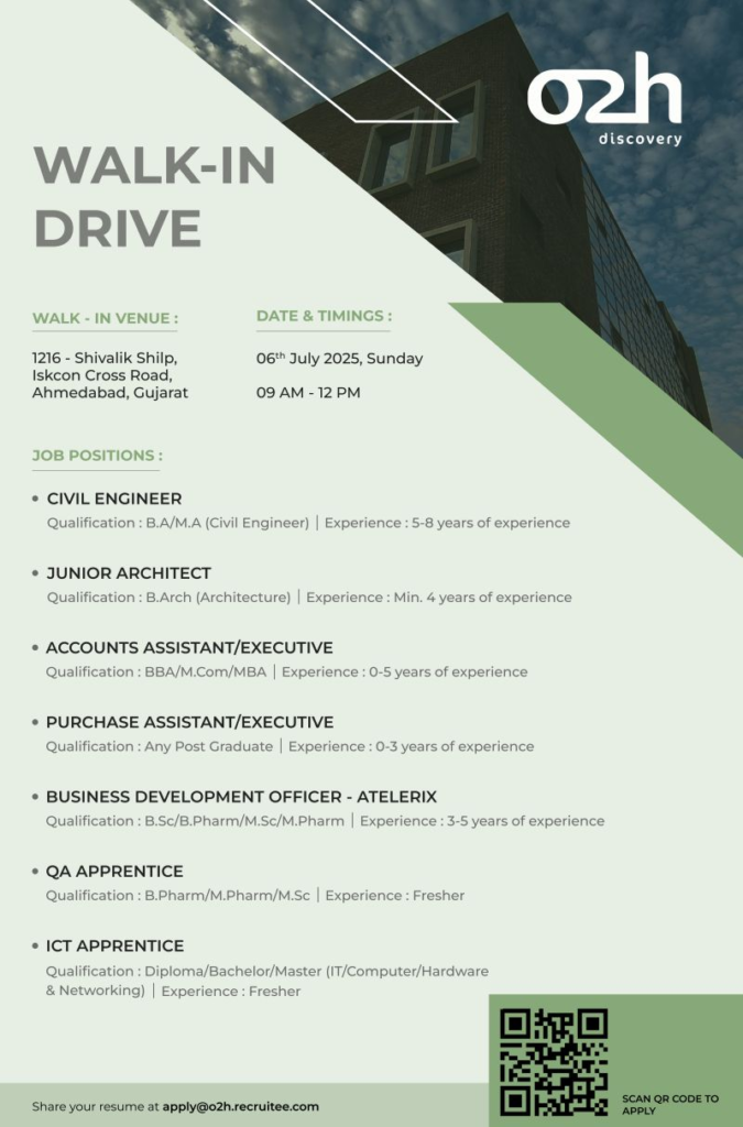 O2h Discovery Walk-In Drive for Freshers & Experienced Candidates – 6th July 2025