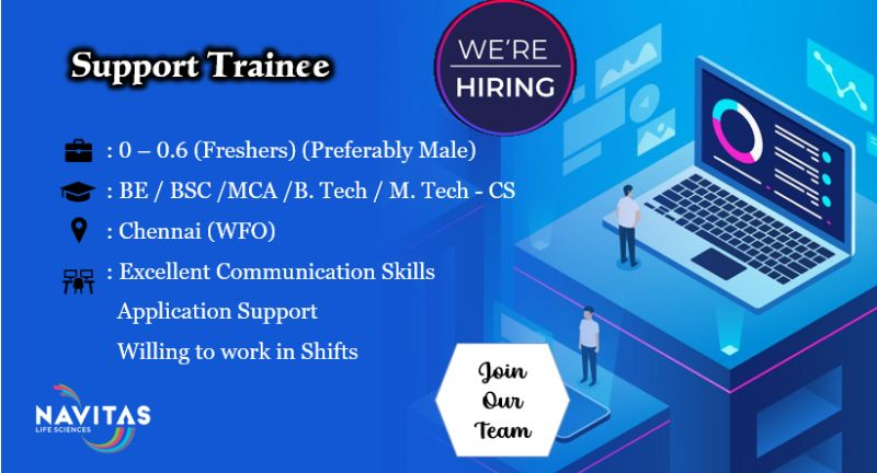 Fresher Jobs @ Navitas Life Sciences Is Hiring for Support Trainee – July 2025