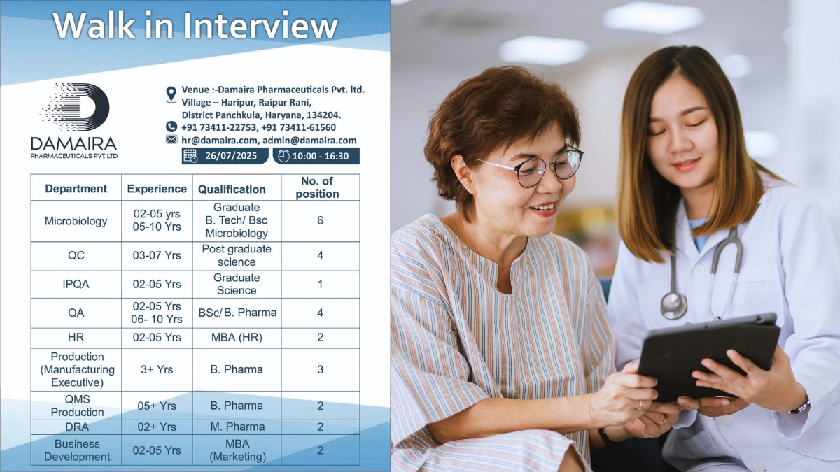 walk in interview details