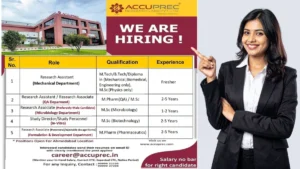 Accuprec Research Labs is Hiring Freshers & Experienced Candidates in Ahmedabad