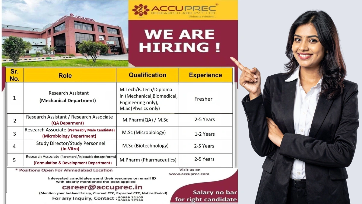 Accuprec Research Labs is Hiring Freshers & Experienced Candidates in Ahmedabad