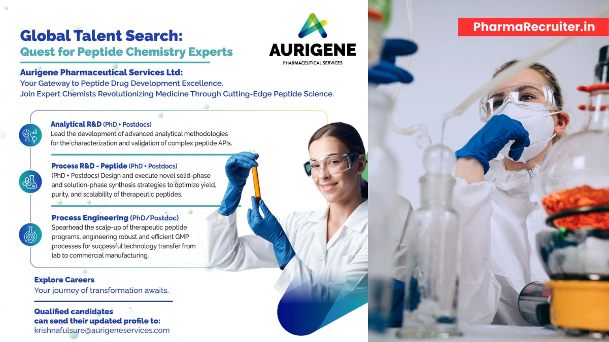 Aurigene Launches Global Talent Search for Peptide Chemistry Experts in Process R&D