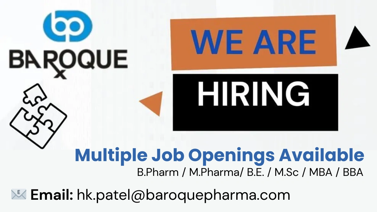 Baroque Pharma - Multiple Job Openings Available