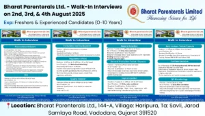 Bharat Parenterals Ltd. - Walk-In Interviews on 2nd, 3rd, & 4th August 2025