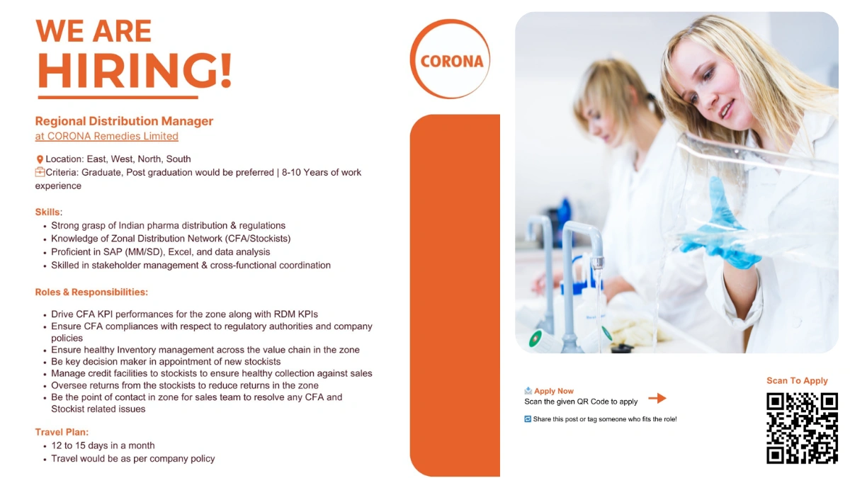 CORONA Remedies is Hiring Regional Distribution Managers