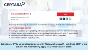 Certara Hiring for Data Analyst Level 1 (Clinical Research)