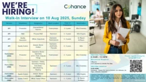 Cohance Lifesciences Walk-In Interview for API and OSD Roles in Hyderabad on August 10, 2025