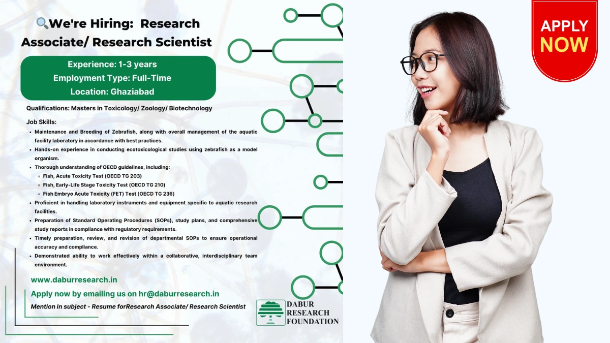 Dabur Research Foundation Hiring Toxicology Research Scientist in Ghaziabad