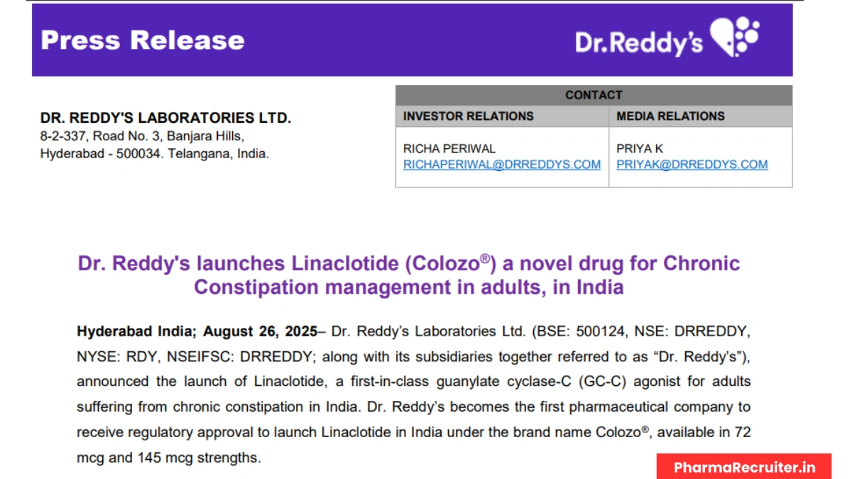 Dr. Reddy's launches Linaclotide (Colozo®