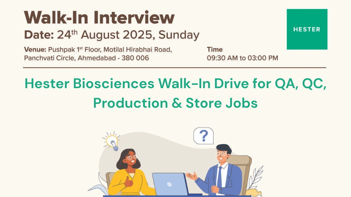 Hester Biosciences Walk-In Drive for QA, QC, Production & Store Jobs on 23th August