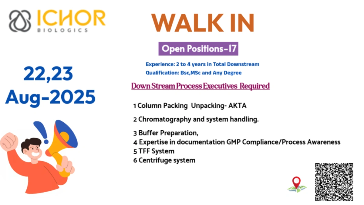ICHOR Biologics Walk-In Drive for Production on 22nd & 23rd Aug’ 2025