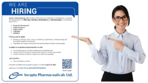 Incepta is Hiring for Quality Control, Quality Assurance, R&D and Production Department Job Roles