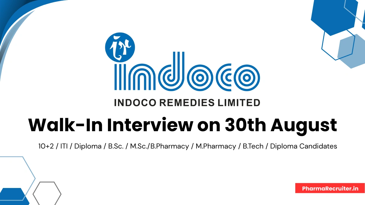 Indoco Remedies Ltd. – Walk-In Interview (30th August 2025)