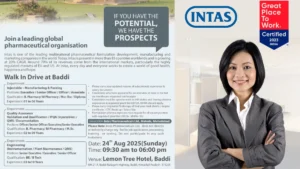 Intas Pharmaceuticals Walk-In Interviews for Injectable Manufacturing, Quality Assurance, and Engineering Job Roles
