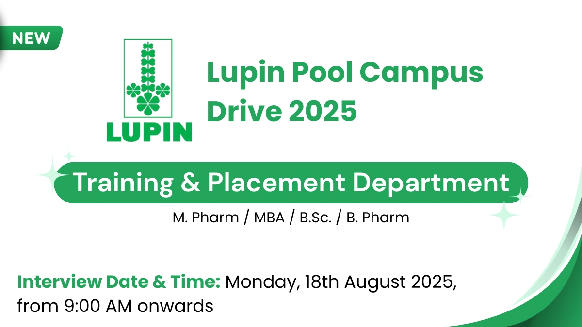 Lupin Pool Campus Drive 2025 for Sales & Marketing Roles on 18th August