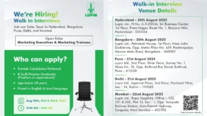Lupin is Hiring! Walk-In Interviews for Sales Team in 5 Major Cities