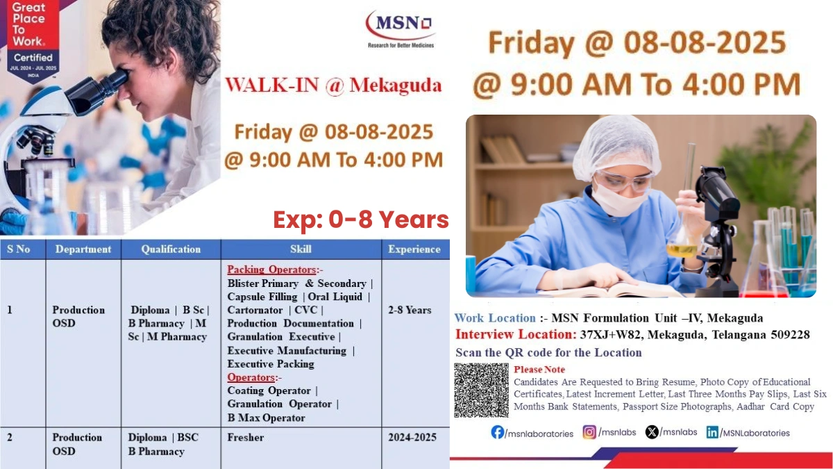 MSN Laboratories Walk-In Drive on 8th August