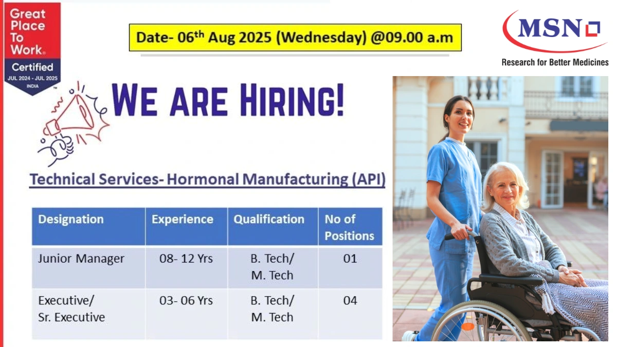 MSN Laboratories Walk-In Interviews in Telangana on 6th August