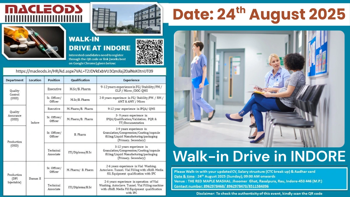 Macleods Pharmaceuticals Walk-In Drive in Indore