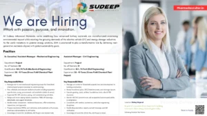 Sudeep Advanced Materials Hiring for Mechanical & Civil Engineering Jobs