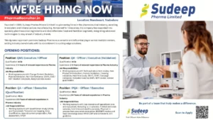 Sudeep Pharma - Hiring for Quality Assurance Job Roles