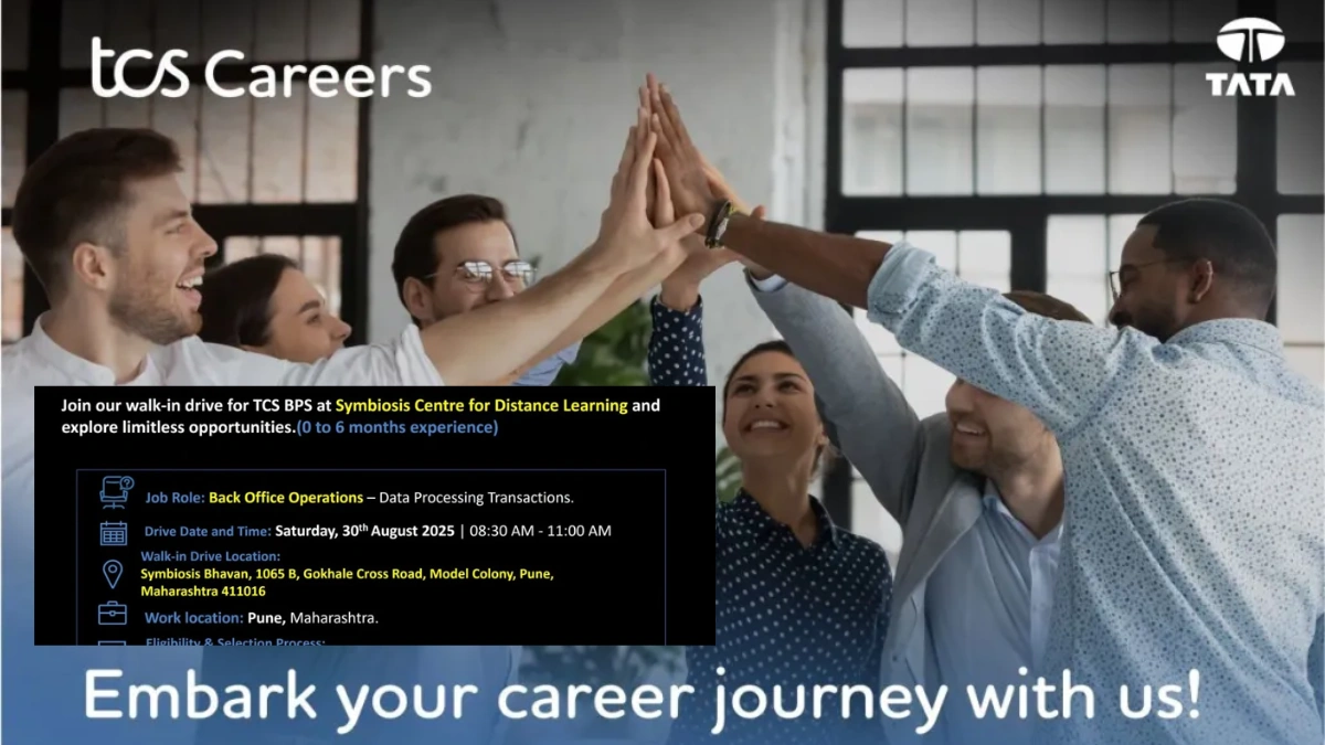 TCS BPS Walk-in Drive for Back Office Operations – Data Processing Transactions – August 2025