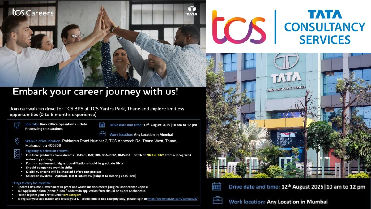 TCS Careers Walk-In Drive for BPS Roles in Mumbai on 12th August (0-6 Years Exp)