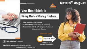 Vee Healthtek Walk-In Interview for Medical Coder Trainees