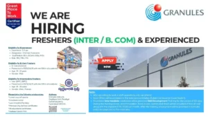 Walk-In Drive for Freshers & Experienced Professionals at Granules India on 14th August