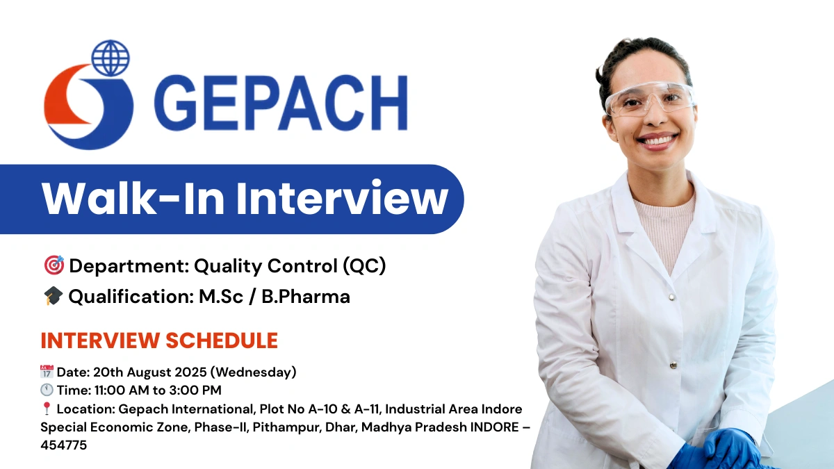 Walk-In Interviews @ Gepach International - Hiring for Quality Control Team! (Pithampur)