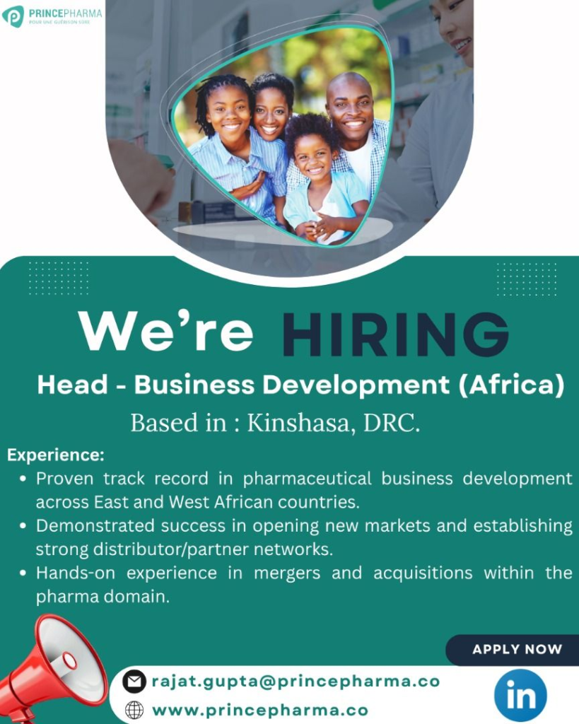 Prince Pharma - Hiring for Head of Business Development – Africa