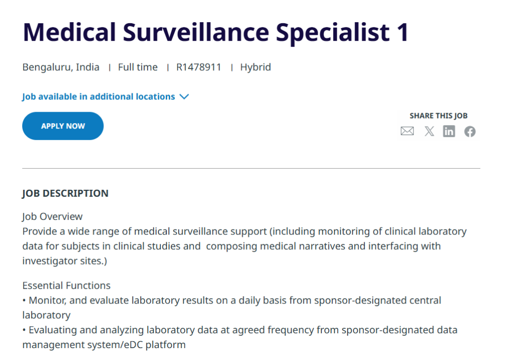 IQVIA is Hiring a Medical Surveillance Specialist (Clinical Research)