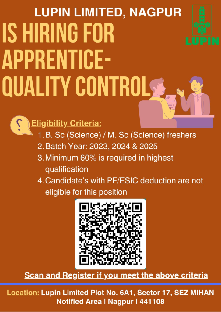 Lupin Limited - Apprentice Opportunity in Quality Control