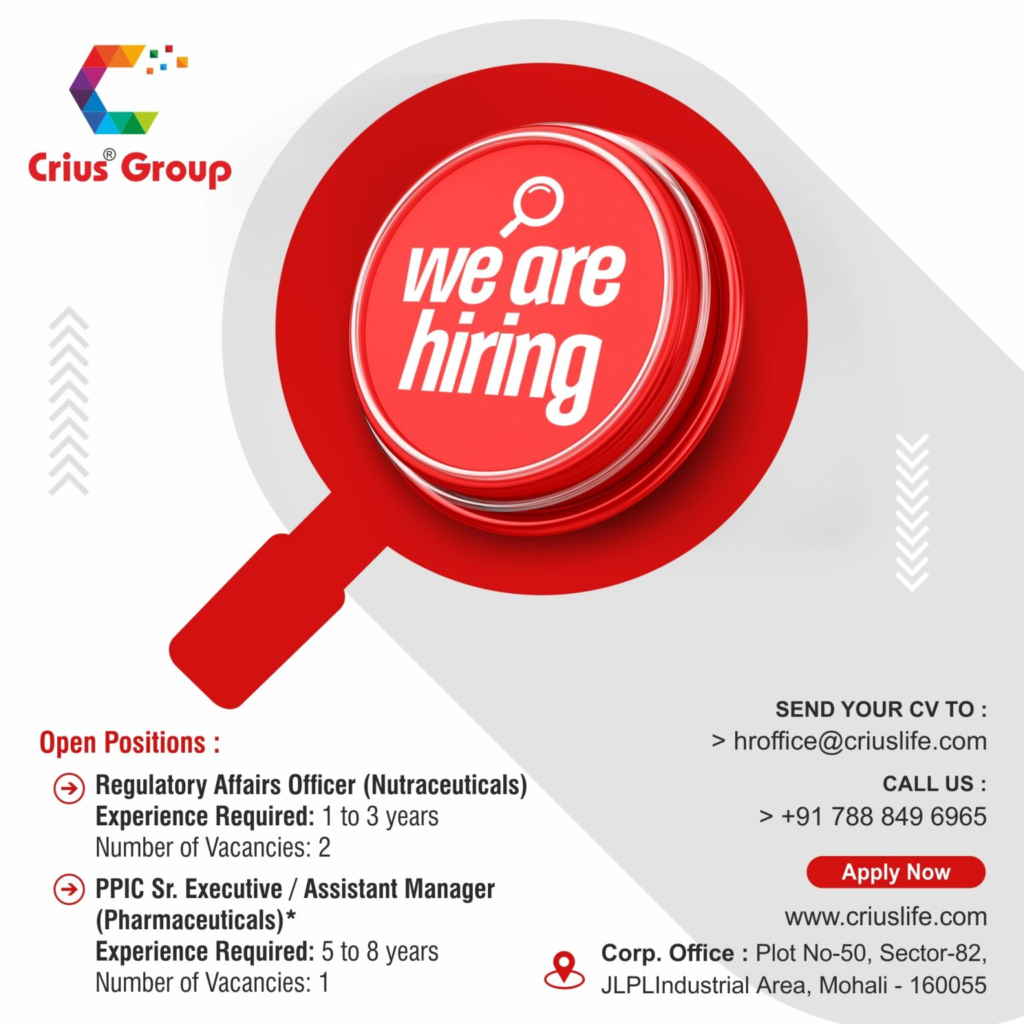 Crius Group is Hiring for Regulatory Affairs in Mohali!