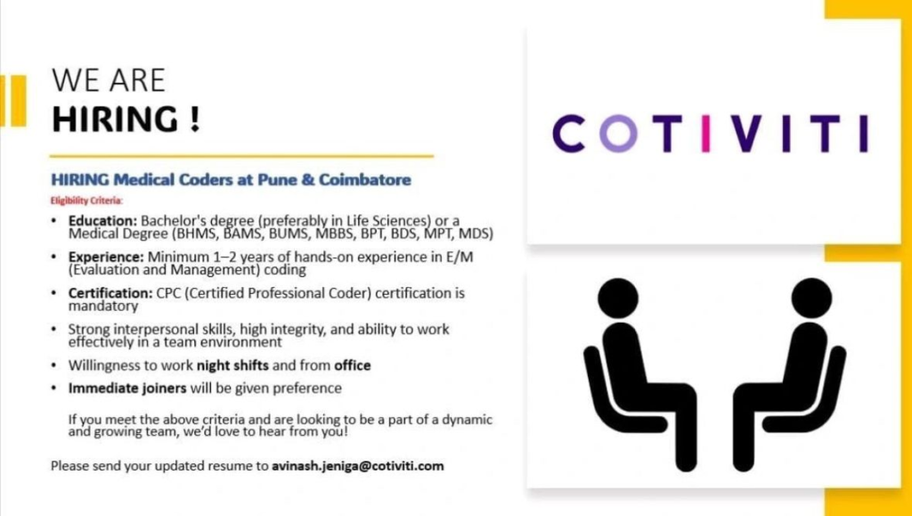Cotiviti Hiring for a Medical Coder in Pune & Coimbatore