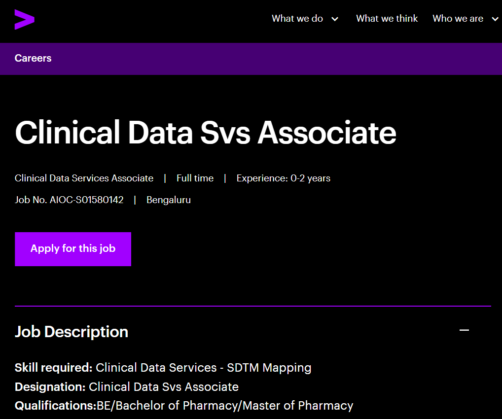Accenture is Hiring for Clinical Data Services Associate
