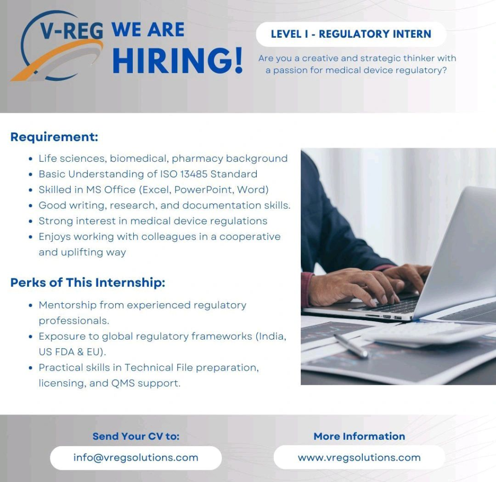 V-REG Solutions Internship - Hiring for Medical Device Regulations