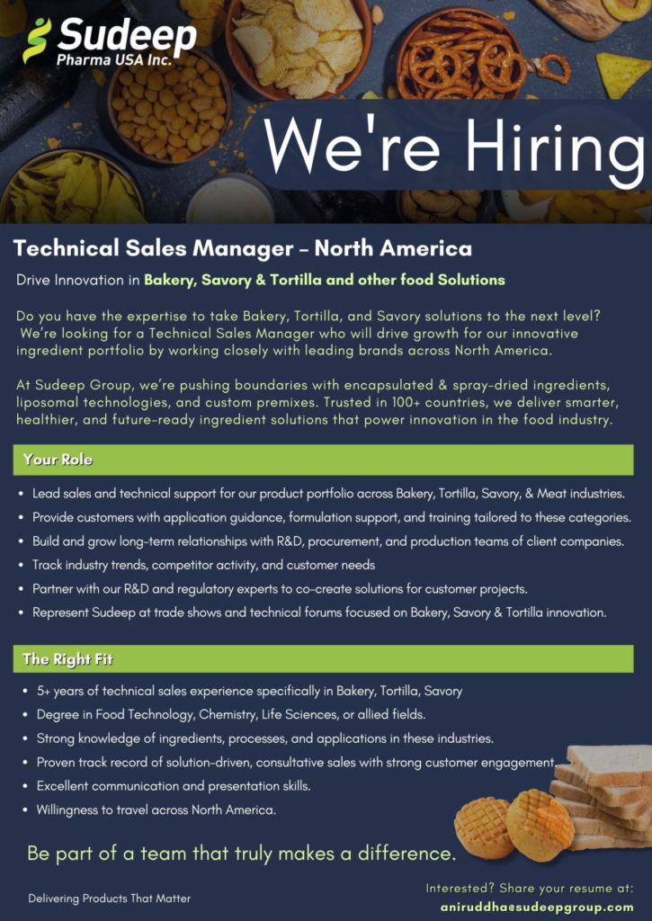 Sudeep Pharma USA Inc. Hiring for Technical Sales Manager – North America