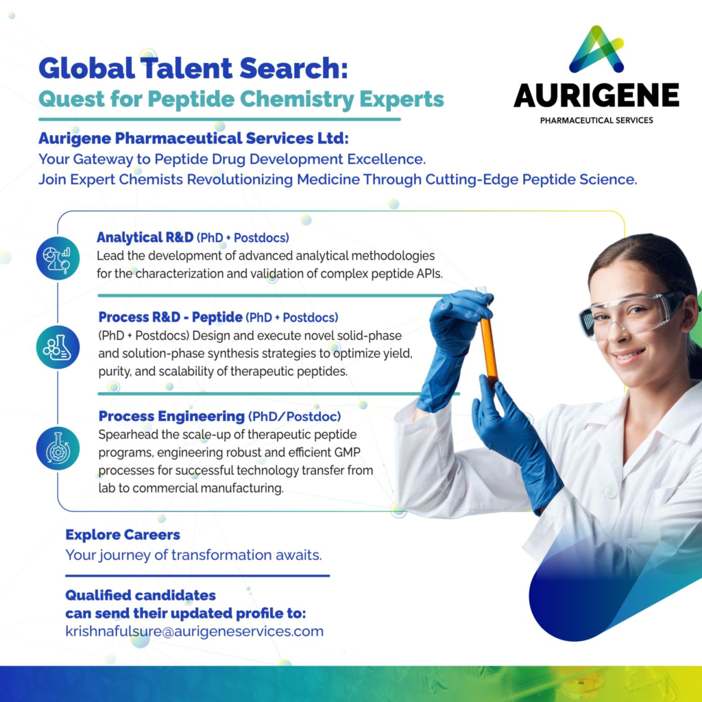Aurigene Launches Global Talent Search for Peptide Chemistry Experts in Process R&D